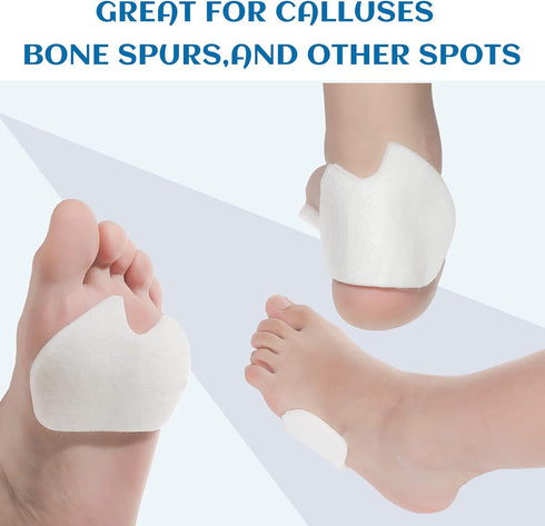 24 Pieces Foot Pads for Dancer, Self-Adhesive Felt Cushion Pads for Ball of Feet Pain Relief (White)