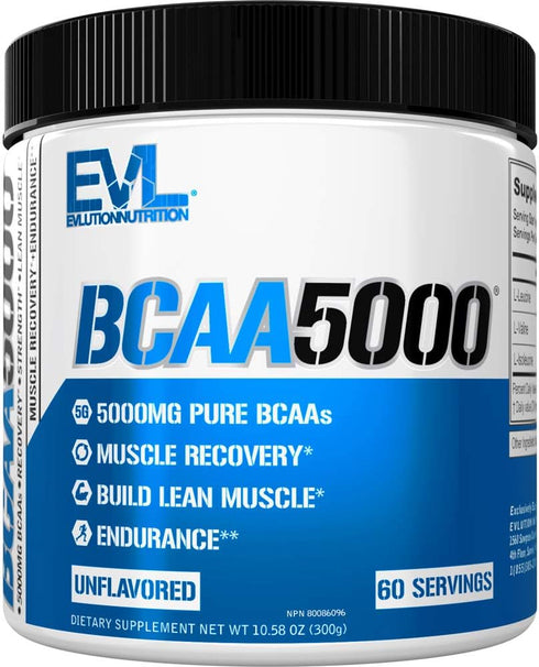 Evlution EVL BCAAs Amino Acids Powder - Unflavored Powder for Post Workout Recovery Drink and Stim Free Pre Workout