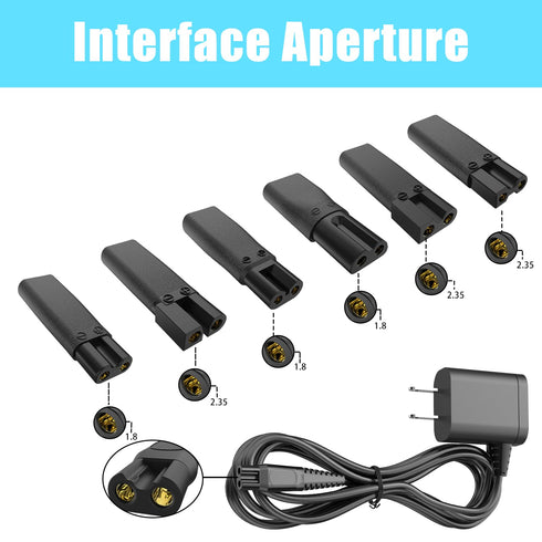 Upgraded 9PCS Replacement Shaver Charger Compatible with a Various Types of Electric Hair Clippers, Beard trimmers, Shavers, Beauty Instruments,Desk Lamps,Purifiers,Charging cable Type-C Power Cord