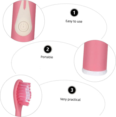 HAKIDZEL Portable Sonic Electric Toothbrush for Adults Pink High-Frequency Vibration Ergonomic Handle Lightweight