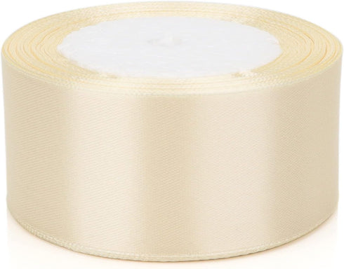25 Yards Rice White Satin Ribbon, 1-1/2 inches Wide for Wedding, Party, Gift Box Packaging