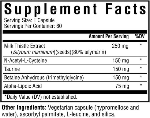 Seeking Health Liver Nutrients - Health Supplement for Glutathione Production Support - Liver Cell Function Support with Milk Thistle, Alpha-Lipoic Acid & N-Acetyl-L-Cysteine - 60 Capsules