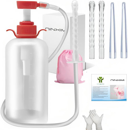 NINXIMI Vaginal Douche Enema Cleaner 600ml Reusable Manual Pressure Anal Vaginal Cleaning System