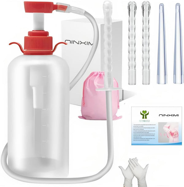 NINXIMI Vaginal Douche Enema Cleaner 600ml Reusable Manual Pressure Anal Vaginal Cleaning System