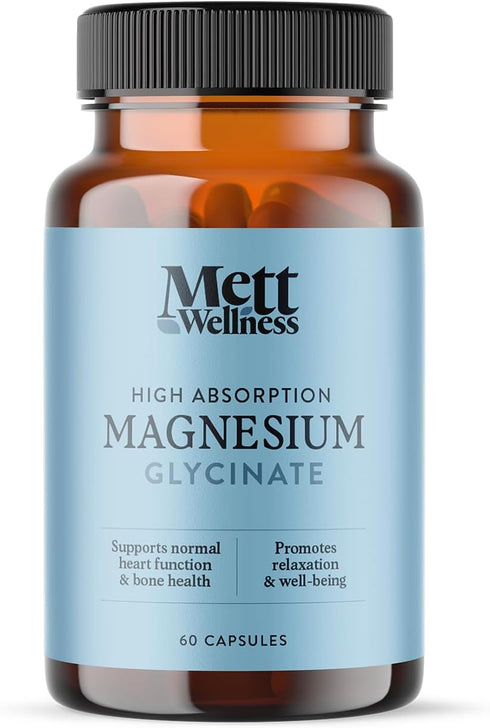 Mett Wellness Magnesium Glycinate | 60 Capsules | Supports Relaxation, Muscle & Nerve Function