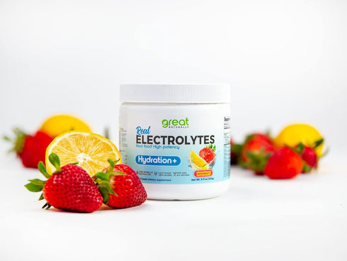 Electrolytes Powder Hydration | Real Food High Potency Strawberry Lemonade 30 Servings Electrolyte Supplement