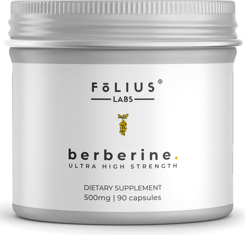Clean Label Berberine HCl 97%, Ultra High Strength Pure Berberine 500mg Supplement, 90 Capsules