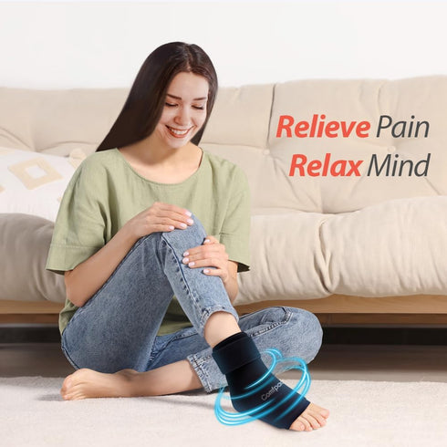 Ankle Ice Pack Wrap - Reusable Gel for Pain Relief, Hot Cold Compression for Plantar Fasciitis, Swelling