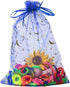 SUNGULF 100Pcs Blue Sheer Organza Drawstring Pouches with Stars and Moon for Wedding Party Favor Bags