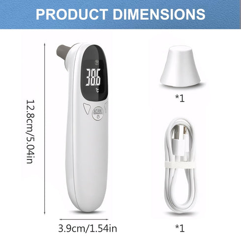 QCdeSoulBLV 32-42.9 5x1.5 Ear Thermometer for Pet, Accurate Ear Temperature Thermometer, Digital USB Rechargeable