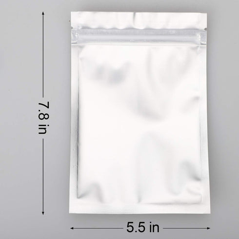 100pcs 5.5"X 7.8" Resealable Mylar Bags, Smell Proof Food Storage Foil Pouch with Front Matte Clear Back Matte Black