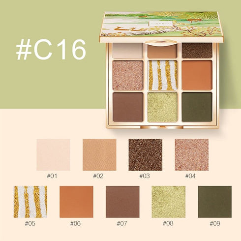 Catkin Eyeshadow Palettes, 9 Blendable Shades, Smooth Long Lasting Matte and Glitter Eye Makeup (C16)