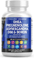 DHEA 200mg Supplement - 60 Ct - Pregnenolone 100mg for Men & Women with DIM, Ashwagandha 3000mg, Boron, Calcium,