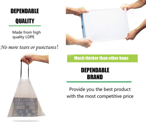 Besli 2.6 Gallon Drawstring Trash Bags, 100 Counts Small Garbage Bags (White)