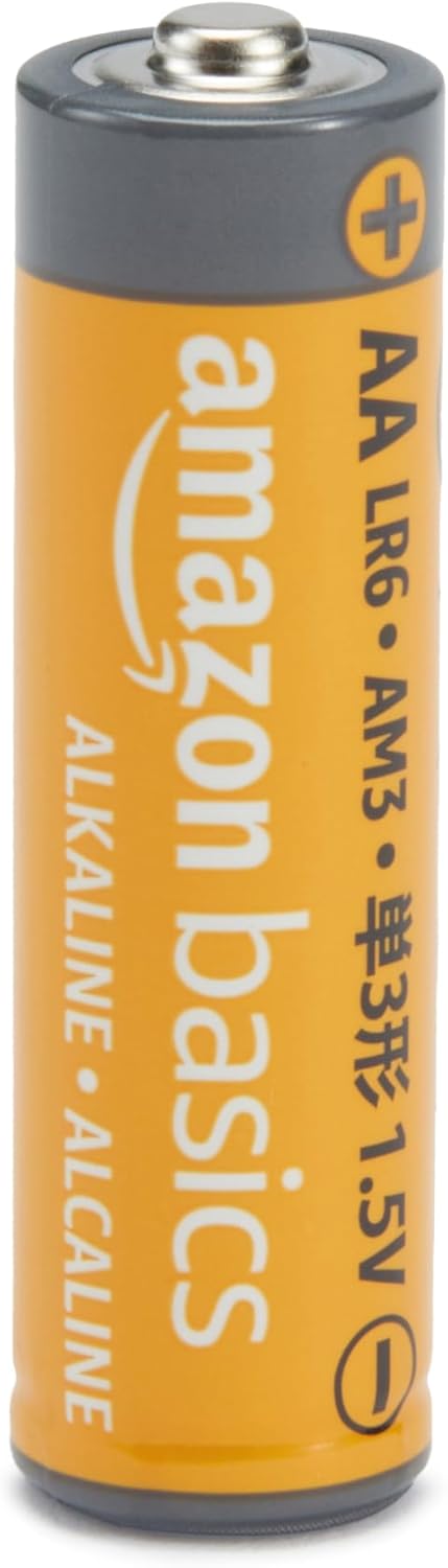 Amazon Basics 8-Pack AA Alkaline Batteries, High-Performance, 1.5 Volt, 10-Year Shelf Life