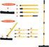 Pet Hair Removal Push Broom with Squeegee, Soft Silicone Bristle, Long Handle, Non-Scratch Carpet Sweeper Brush (Orange)