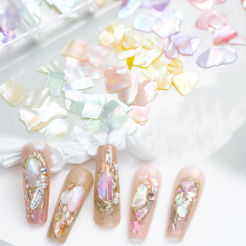 Seashell Slices Nail Decoration, 3D Glitter Sequins for Mermaid DIY Acrylic Nails Supplies