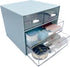 Makeup Organizer, Desk Organizer with 4 Drawers, Vanity Cosmetic Storage Box for Bathroom Counter or Dresser, Blue