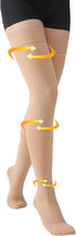 MGANG Medical 20-30 mmHg Compression Stockings, Pair, Thigh High Graduated Socks, Closed Toe, Opaque, Beige L