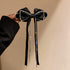 Wekicici Big Hair Bows Hair Clips Barrettes for Women, Bowknot with Long Brocade Tassel Ribbon (Black)