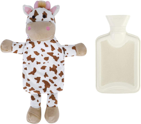haozaikeji Hot Water Bottle with Plush Cover Cute Animal Hand Warmer Bottle 1
