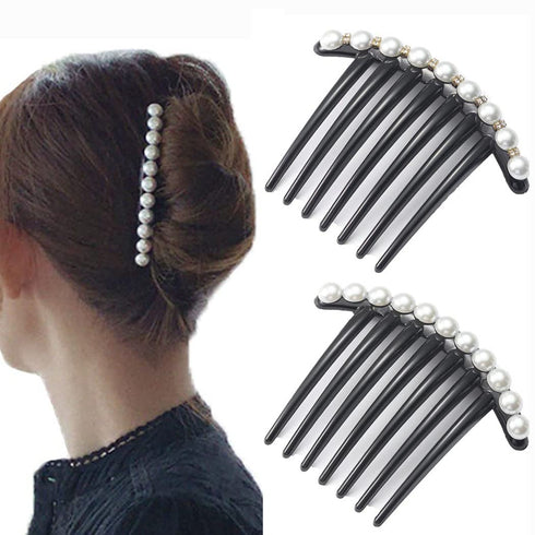 JONKY JONKY French Twist Hair Comb, Pearl Fancy Hair Accessories for Women (Pack of 2)