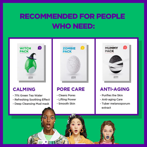 SKIN1004 Witch Pack (1 box - 8 ea) | Creamy Mud Pack with Green Tea, Water Calming Purifying Pore Care