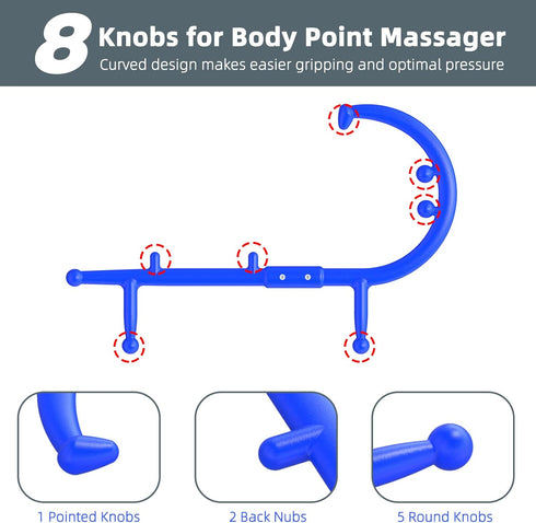 Back and Neck Massager for Trigger Point Fibromyalgia Pain Relief and Self Massage Hook Cane Therapy (Blue)