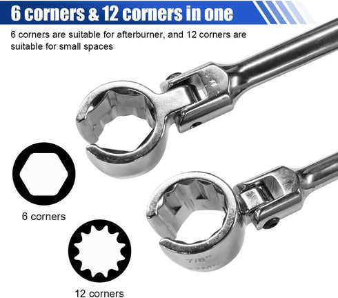 Tuxihapp O2 6 12 7/8"/22mm O2 Double Sided Flexible Sensor Wrench, Point & Point Socket Head Oxygen Sensor Wrench