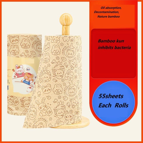 Reusable Bamboo Kitchen Paper Towels, Unbleached Bamboo Fiber, Thickened 4 Rolls, Hand Washable Only