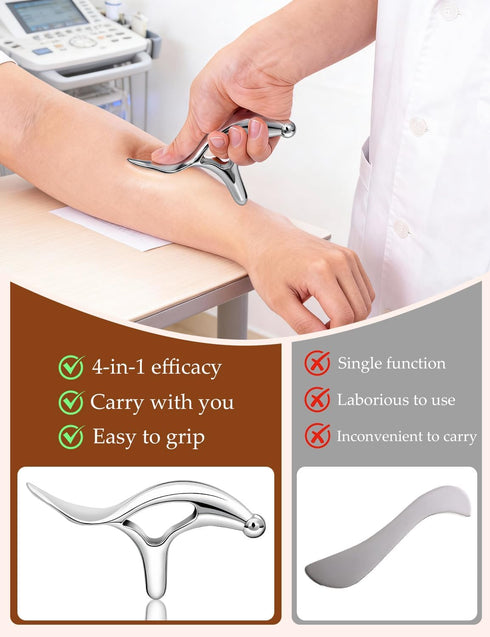 ideayard Stainless Steel Massage Tool for Trigger Point & Deep Tissue, Professional Gua Sha Scraper, Muscle Scraper