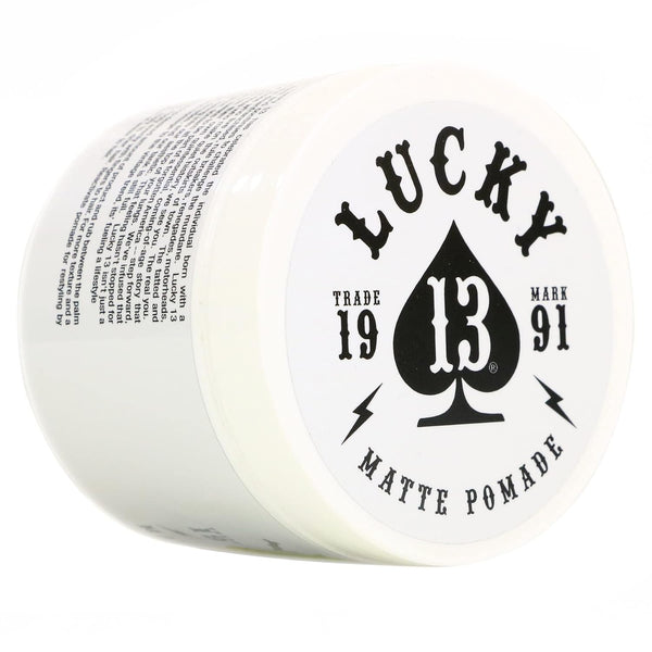 Lucky 13 Barber Supplies Matte Hair Pomade, Water-Based High Hold with Tobacco Vanilla Scent, 4oz
