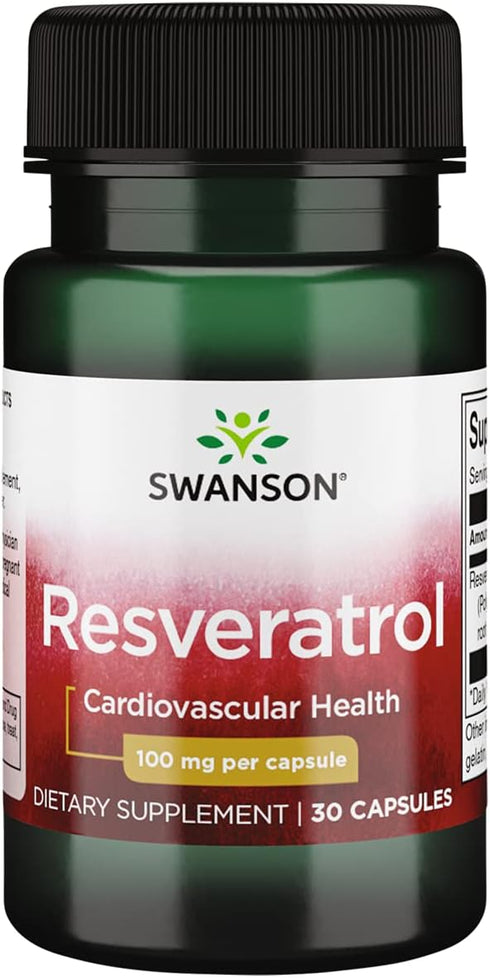 Swanson Resveratrol 100, 100 Milligrams, 30 Capsules for Antioxidant Support
