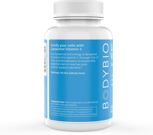 BodyBio Liposomal Vitamin C 60 Capsules, Powerful Immune Support, Maximum Absorption for Cell Support