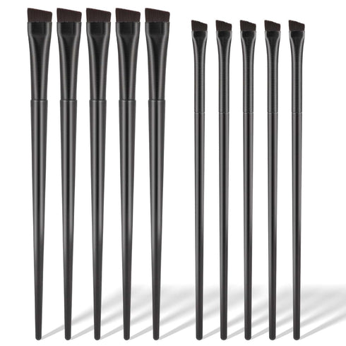 10 Pcs Angled Eyebrow Eyeliner Brush Set, Flat Applicator, Ultra Thin Angled Eyeliner Eyeshadow Makeup Brush