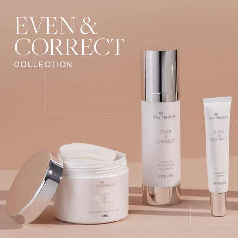 SkinMedica Even & Correct Brightening Treatment Pads - 10% Glycolic Acid Exfoliating Pads - 60 Ct