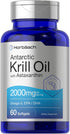 Horbaach Antarctic Krill Oil 2000mg, 60 Softgel Capsules | Omega-3, EPA, DHA Supplement with Astaxanthin