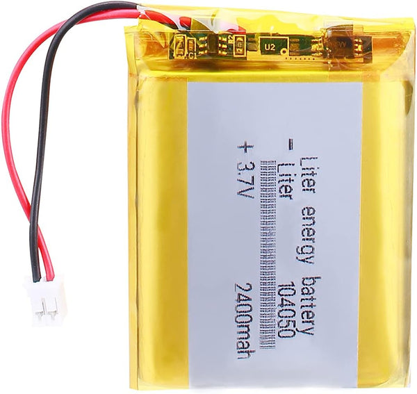 Liter 3.7V 2400mAh 104050 Lipo Battery, Rechargeable Lithium Polymer with JST 2.0mm Connector
