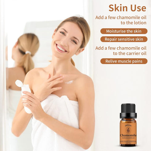 Yethious Organic Chamomile Essential Oil, 100% Pure Aromatherapy Oils for Diffuser, Skin, Hair - 10ml