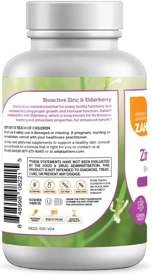 Zahler Elderberry Zinc Lozenges for Adults & Kids - 90 Count Chewable Zinc & Sambucus Lozenges