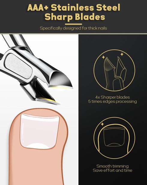 Wanmat Professional Toenail Clippers, Thick & Ingrown Nail Clippers with Catcher and Non-Slip Handle