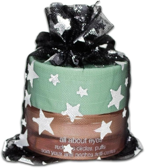 100-Pack 2x2.5 Sheer Organza Drawstring Gift Bags (X-Small) - Metallic Stars (Black/Silver) for Wedding Party Favors,
