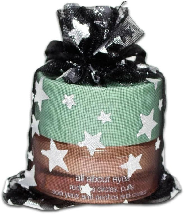 100-Pack 2x2.5 Sheer Organza Drawstring Gift Bags (X-Small) - Metallic Stars (Black/Silver) for Wedding Party Favors,