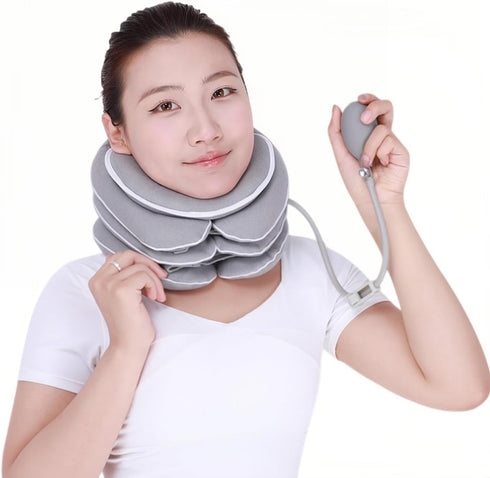 KUMUROETA Neck Stretcher with Neck Brace,Adjustable Cervical Traction Device,Inflatable Cervical Traction Device for