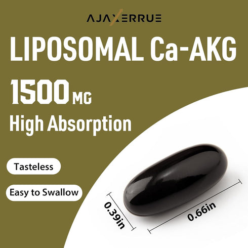 Liposomal Calcium AKG Supplement 1500 MG - High Absorption for Longevity & Cellular Energy, 60 Softgels
