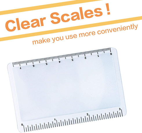 3X Card Lens Magnifier 3.5" x 2" with Protective Sleeves and Ruler Scale, Flexible Fresnel Lens, 3 Pack