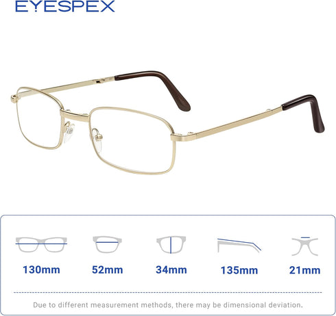1 Pack Compact Folding Reading Glasses for Men and Women, Foldable Full Frame Computer Glasses with Reading Case,