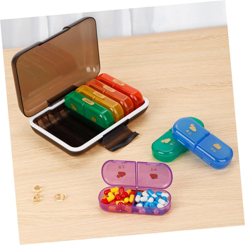 TOPPERFUN 7 Weekly Pill Organizer with Distinct Compartments Portable Travel Medicine Case with Reminder for Morning