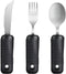 YPC Adaptive Utensils, Easy Grip Silverware, Built-Up Fork, Spoon, Rocker Knife for Adults with Arthritis, 3 Piece Set