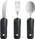 YPC Adaptive Utensils, Easy Grip Silverware, Built-Up Fork, Spoon, Rocker Knife for Adults with Arthritis, 3 Piece Set